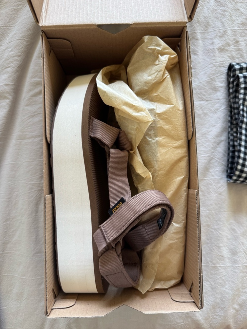 Teva Brown and White Platform Sandals